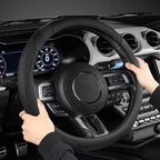 Car Steering Wheel Cover for Ford Escape,Explorer,Fusion,Focus,Bronco,Transit,Edge(Black- Standard Size)