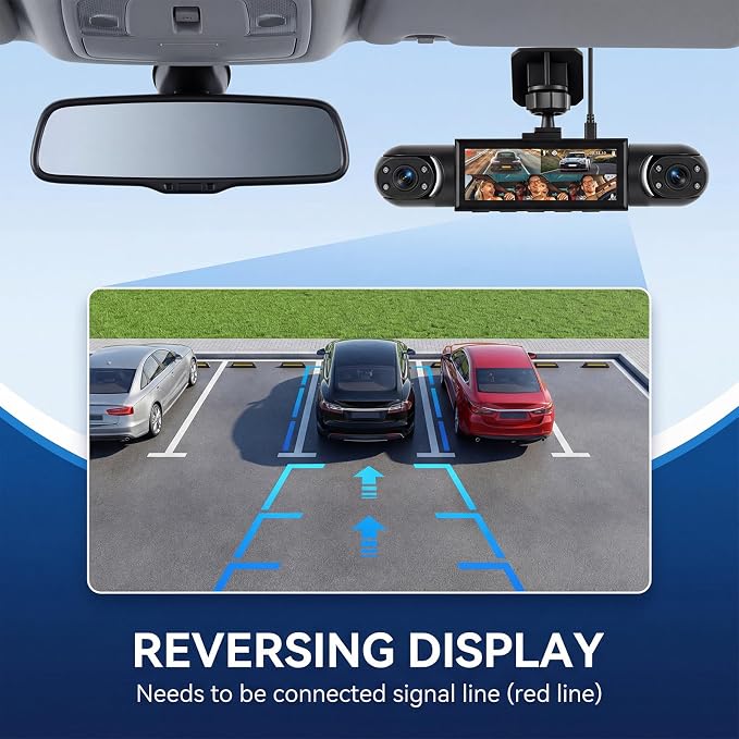 4 Channel 360° Dash Camera Front and Rear Inside Left Right, 3.16 Inch Dash Cam for Cars, Built-in Night Vision, Sensitive Motion Detection 24/7 Recording Parking Mode Monitor Reversing Help