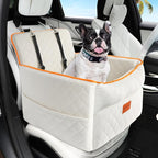 HEGGCOOE Dog Car Seat for Small Medium Dogs, Memory Foam Dog Booster Seats with Thick Cushion for Dogs Under 35lbs, Detachable Washable Pet Car Seat Travel Bed with Storage Pockets,2 Safety Belt
