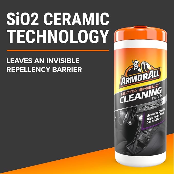 Ultra Shield + Ceramic Cleaning Wipes by, Car Interior Cleaner Wipes with Stain-Repelling Technology, 90 Count