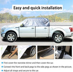 Half Car Cover All Weather Car Body Cover Sunshade Cover Snow Cover Waterproof Snowproof Universal 210D Oxford Fabric (Fit Small/Medium Size Pickup (Crew Cab))