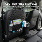 Car Seat Protector, Waterproof Oxford Backseat Kick Mat | 210D oxford cloth, waterproof & stain-resistant. Universal fit for cars & SUVs. Easy install, adjustable straps with pockets.