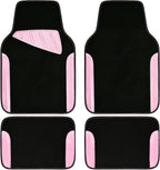 Jelly Waterproof Universal Fit Car Floor Mats, Girly Car Carpet Mats with Anti-Slip Nibbs Backing & Driver Heel Pad Fit for SUV, Vans, sedans, Cute car mats of 4pcs for Women (Pink)