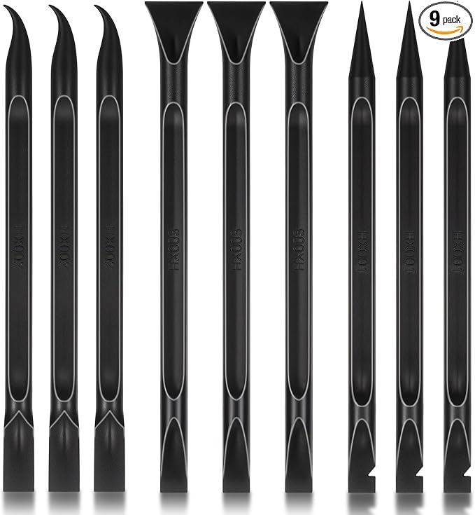 9 Pcs Car Crevice Cleaning Tool, 5.79 Inch Multi-purpose Detailing Equipment Crevice Tool for Cleaning Small Narrow Spaces and Gaps, Remove Stickers Labels (Black)