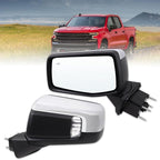 Left Driver Side Mirror Compatible With 2019-2025 Chevy Silverado 1500 With Power Glass Manual Folding Turn Signal Heated Blind Spot Chrome Replace#GM1320680(7Pins)