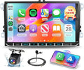Car Stereo 4G+128G for VW Golf 5 6 Polo Passat Tiguan T5 Transporter Seat Leon, 9 Inch Touch Screen Radio GPS with Wireless Carplay Android Auto, Bluetooth DSP WiFi FM RDS,Camera