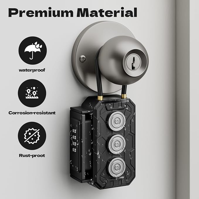 3xN52 Magnetic Key Lock Box,Magnetic Key Holder,Magnet Key Box for Under car,Hide a key with 10000+ Secure Combinations with Strong Magnet for Storage Indoors, Outside