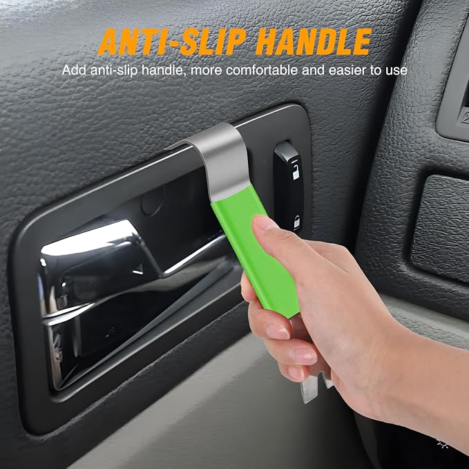 11 PCS Trim Removal Tool Kit, Metal Pry Tool Auto Fastener Remover Pry Bar Set Car Door Panel Removal Tool Dashboard Repair Kit Green