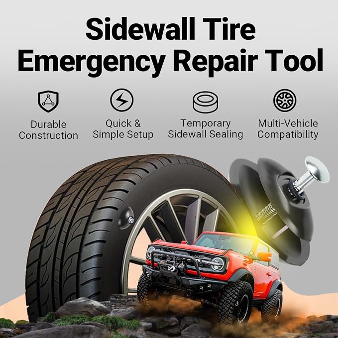 2 Pcs Sidewall Tire Repair Kit, Tire Puncture Repair Kit Portable Sidewall Emergency Repairs Tool Compatible with ATV UTV SXS Lawnmower Tractor RZR Talon KRX