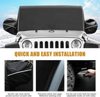 600D Cab Cover Windproof Sunshade Cover Compatible with Jeep Wrangler JK JL 2-Door 2007-2024, 6-Layer Protection Frost Wiper & Mirror Covers Protect from Sunshine, UV, Snow, Rain