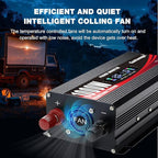 1000W Car Power Inverter DC 12V to 110V/120V AC Converter with LCD Display 2 AC Outlets, 3.0A USB and Type-C Car Inverter for RV Camping Laptop Truck Vehicle