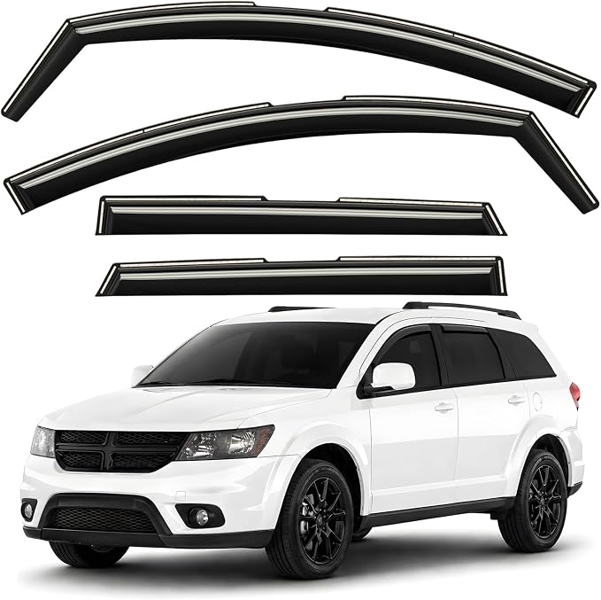 GrandWheel Window Deflectors Smoke Tinted in-Channel Side Window Vent Visor Deflectors Rain Guards Compatible with Journey 2009-2020 - 4pcs. GW0373