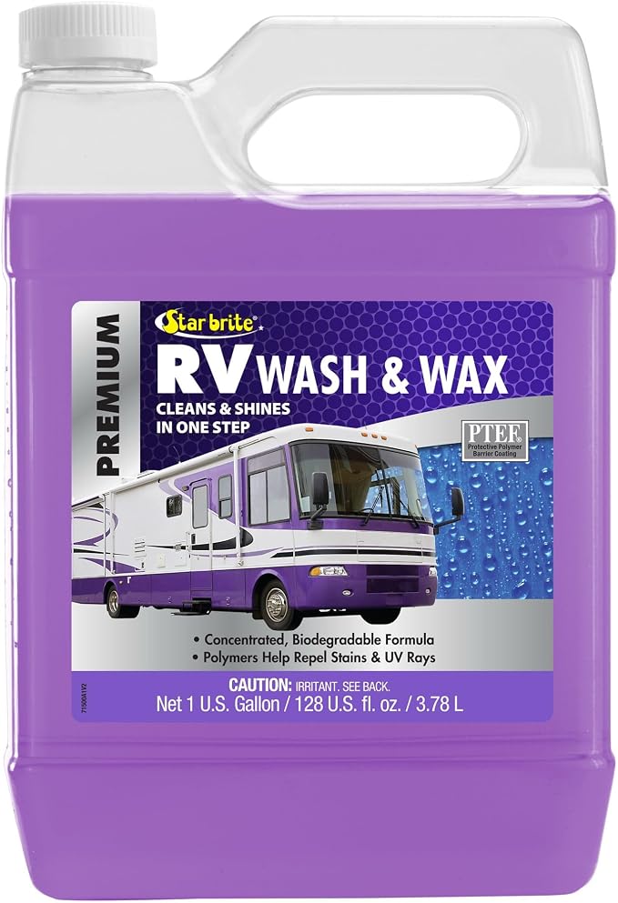 RV Wash & Wax - Concentrated Cleaner - Cleans & Shines in One Easy Step + Repels Future Stains & Protects from UV Damage 128 Oz (71500)