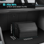 Car Trunk Organizer for SUV and Sedan, Black, 16.5 inches | Leather Storage Box, Magnetic Lid, Collapsible and Adjustable, Water‑Resistant & Dust‑Proof