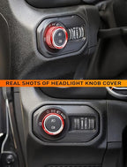 HVAC Climate Control Panel Knob Trim Kit & Light Control Switch Cover, Air Conditioner Knob Aluminum Alloy Ring for 2018-2024 Jeep Wrangler JL JLU & Gladiator JT, Interior Accessories, red