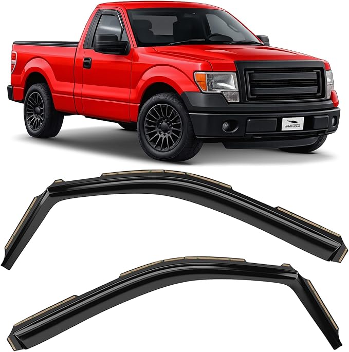 Voron Glass in-Channel Extra Durable Rain Guards for Trucks Ford F-150 2009-2014 Regular Cab, Window Deflectors, Vent Window Visors, 2 Pieces - 210016
