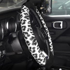 White Leopard Steering Wheel Cover, Universal 14.5-15 inch Breathable Microfiber Leather Anti-Slip Car Steering Wheel Protector for Women Men,Fit for Most Car, Trucks, SUV