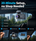 4K Dash Cam Front and Rear, 360° Interior Rear Camera for Cabin, Side & Rear - Dash Camera for Cars with 64GB Card, Low-Light Sensor, Wi-Fi 6 GPS, Touch Screen, HDR WDR, Support 1TB, A80T