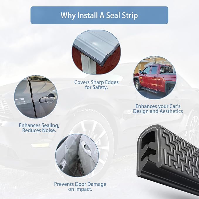 16.5FT(5M) Universal Car Door Edge Protector Guards, No-Glue Required Rubber Seal U Shape Automotive Door Entry Guard, Suitable for Most Cars, SUVs and Trucks (Grey)