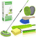 62'' Car Wash Brush with Long Handle Chenille Microfiber Car Wash Mop Mitt Kit Car Detailing Brush Cleaning Kit Window Squeegee Car Duster Drying Towels Tire Brush for Cars RV Truck Boat