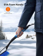 2 Pack 27" Snow Brush and Ice Scrapers for Car Windshield, Detachable Snow Scrapers with Ergonomic Foam Grip for Cars, Trucks, SUVs (Heavy Duty ABS, PVC Brush, Orange)