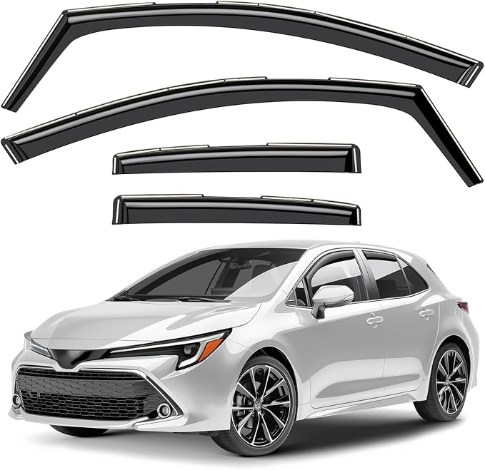 GrandWheel Window Deflectors Smoke Tinted in-Channel Side Window Vent Visor Deflectors Rain Guards Compatible with Corolla 2020-2026 Hatchback - 4pcs. GW0227