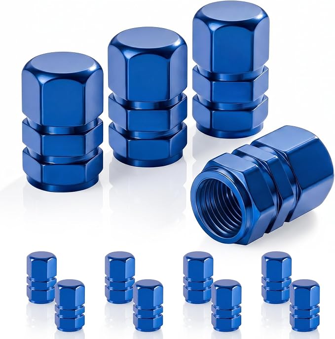 Car Tire Valve Stem Caps, 12pcs Air Caps Cover, Universal for Cars, SUVs, Bike, Trucks and Motorcycles-Blue