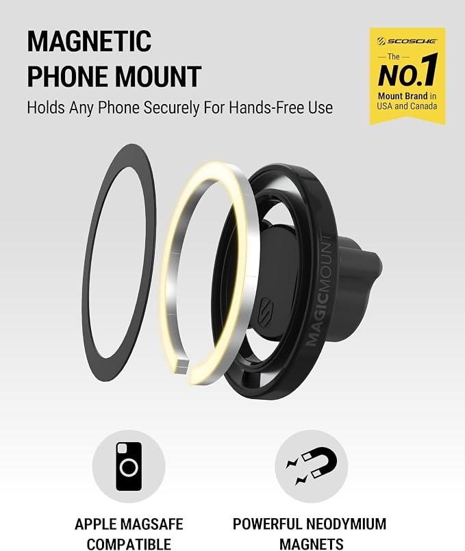 SMS1CD MagSafe CD Slot Phone Mount, Adjustable Magnetic Cell Phone Holder for Car CD Player, Compatible with iPhone 16 15 14 13 12 Pro Max Mini Plus, Mag Safe Case & More with MagSafe Ring