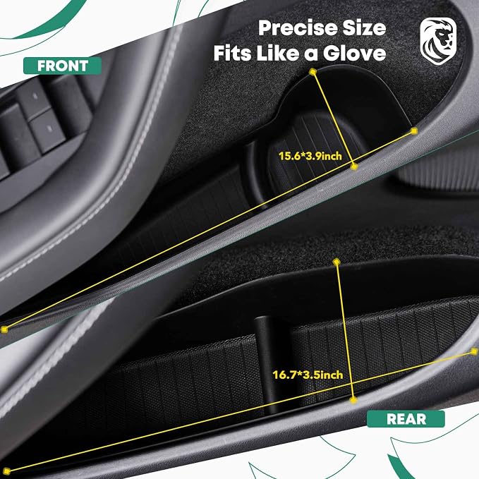 4 Pcs Door Side Storage Box Fit for Tesla Model Y 2020 2021 2022 2023, TPE Car Door Organizer Tray Handle Protector Anti-slip for Front Rear - Black