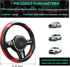 Car Steering Wheel Cover, 15 inch Carbon Fiber Microfiber Leather Elastic Steering Wheel Protector, Breathable Anti-Slip Comfortable Steering Wheel Covers for Most Cars (Black&Red)