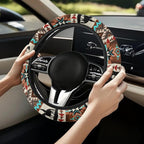 Car Steering Wheel Cover, 15 Inch Soft Breathable Steering Wheel Protector for Women Men, Universal Fit for SUV Sedan Van Truck, Aztec Horse Cowboy Cactus