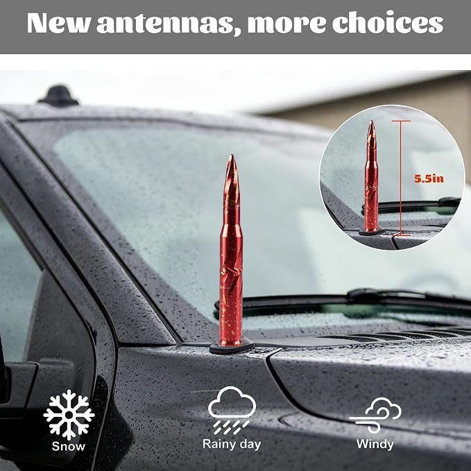 Famobay Stubby Bullet Antenna Car Truck Antenna with Chevy Silverado & GMC Sierra Trucks Heavy Duty Pickup Trucks Accessories（5.5inch Iridescent Color）
