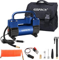 12V Heavy Duty Tire Inflator Metal Portable Air Compressor Pump | 6X Faster Inflation Double Cylinders 150PSI Air Pump with Adapter for Car, RV,Pickup Truck, SUV, Van,Camper, Air Bed,Ball