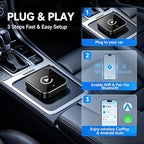 Upgraded Wireless CarPlay Adapter | Broader Compatibility & Reliable Connection, Supports iPhone & Android Phones, Compact Size for Stable CarPlay & Android Auto Linkage