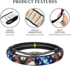 American Flag Neoprene Steering Wheel Cover Anti-Slip Elastic Eagle Pattern Steering Wheel Protector 15in Universal Car Accessories Fit Cars, SUVs, Auto