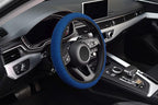 Elastic Stretch Steering Wheel Cover 15 Inch, Breathable Ice Silk Microfiber, Non-Slip Grip, Warm in Winter and Cool in Summer, Odorless, Car Accessories Fit Cars, SUVs, Light Blue