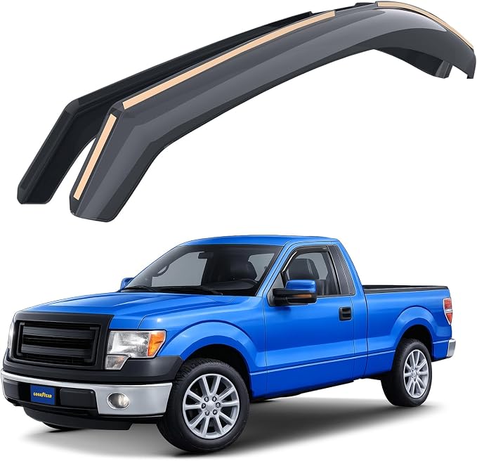 Goodyear Shatterproof in-Channel Window Deflectors for Trucks Ford F150 2009-2014 Regular Cab, Standard Cab, Rain Guards, Window Visors for Cars, Vent Deflector, Truck Accessories, 2 pcs- GY003406