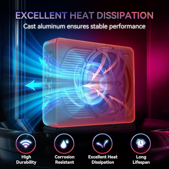 Andeman 1000W Smart Car Subwoofer with Remote & APP Dual Control - 10" Slim Under Seat Powered Bass, 16M RGB Color Lights, Built-in Amp & Hi/Lo Input for Car/Truck/SUV/Jeep/MPV