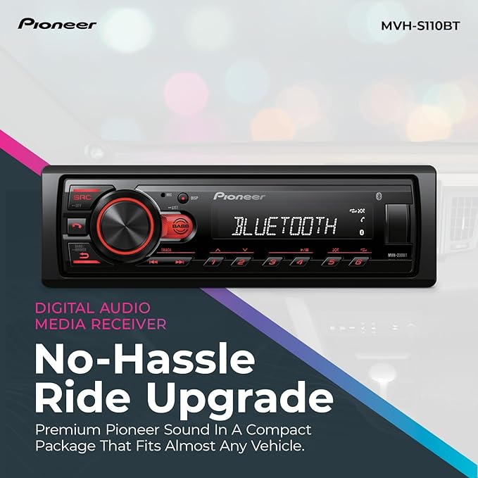 MVH-S110BT 1-Din Digital Media Receiver Car Stereo – Bluetooth, USB Input, 50W x 4 Output, AM/FM Radio, iPhone & Android Compatible, Front & SW (Mono) RCA Output
