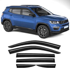 Rain Guards Fit for Jeep Compass 2017 2018 2019 2020 2021 2022 2023 2024 2025 2026, Tape-on Durable Side Window Sun Wind Deflectors 2017-2026 Compass Rain Guard Black 6 PCS