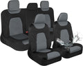 Waterproof Car Seat Covers Full Set – Black & Gray Seat Covers for Car Front & 60/40 Split Back Bench - Carseat Cover for Trucks, SUV - Universal Fit for Most Regular Size Vehicles
