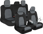 Waterproof Car Seat Covers Full Set – Black & Gray Seat Covers for Car Front & 60/40 Split Back Bench - Carseat Cover for Trucks, SUV - Universal Fit for Most Regular Size Vehicles