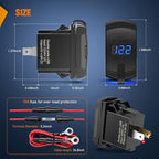 Rocker Switch Style Dual USB Outlet LED Voltmeter Quick Connector 12V Car Replacement with Inline Fuse for Boats RVs Trucks Cars