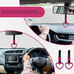 2PCS Heart Shaped Car Handle Straps, Rear Bumper Warning Keychain Ring for Car Exterior Accessories (Hot Pink)