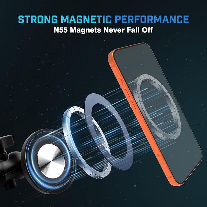 Magnetic Car Cell Phone Holder for Ford Bronco 2021-2026 Accessories, Bronco 2/4 Door Phone Mount for 4-7 Inch Phones, A-Pillar Mobile Stand with 2 Options iPhone Mag Safe & Clip-in