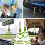 2 Pcs Heart Shaped Car Handle Strap – JD M Drift Charm Rear Bumper Warning Ring Decor for Car Interior Exterior, Subway Bus Handle Accessory, Cute Heart Car Decor Gift for Drivers (Green-Silver)