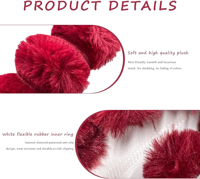 Sun Walker Fluffy Car Steering Wheel Cover, Soft Plush Anti-Slip Steering Wheel Protector for Warm Winter, Fuzzy Comfortable Wheel Cover Auto Interior Accessories for Women Girl (Red)