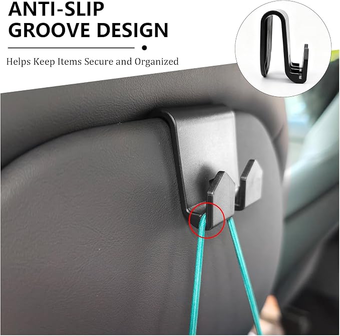 Car Seat Hook for Tesla Model Y & Model 3 2017-2026 (not for Performance 2017-2026/Standard 2026),Headrest Hooks for Tesla Accessories,Purse Hook,Car Seat Back Organizers,ABS Materials(2 Pack-Black)