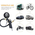 Tire Pressure Gauge with Inflator, 100 PSI-ANSI B40.1 Accurate, Large 2.5" Easy Read Glow Dial, Heavy Duty Air Chuck and Compressor Accessories for Truck, with Case