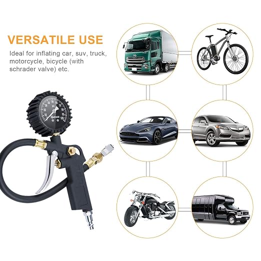 Tire Pressure Gauge with Inflator, 100 PSI-ANSI B40.1 Accurate, Large 2.5" Easy Read Glow Dial, Heavy Duty Air Chuck and Compressor Accessories for Truck, with Case